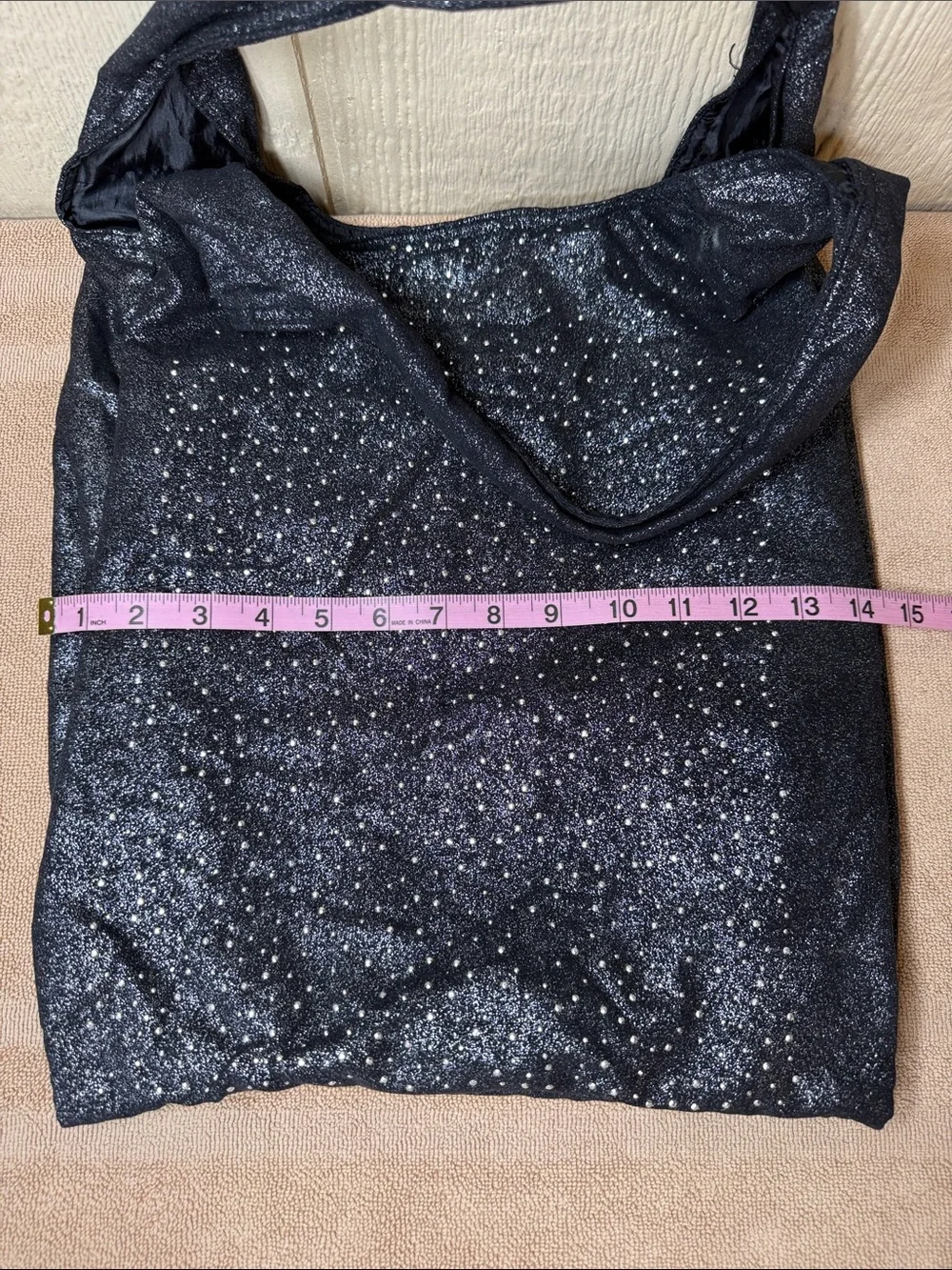 SWEET CAKES Y2K Shimmer Rhinestone Slouchy Hobo Shoulder Bag Starry Night